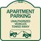 Signmission Apartment Parking Unauthorized Vehicles Towed Away Heavy-Gauge Alum Sign, 18" x 18", TG-1818-24340 A-DES-TG-1818-24340 - alternate 1